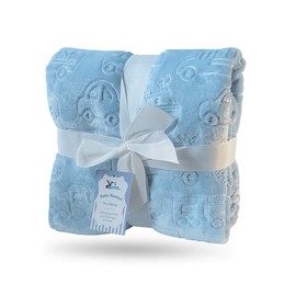 eYone Receiving Warm Fleece Baby Blanket and Fluffy Embossed for Babies from Newborn, 75 * 100 cm (blue)