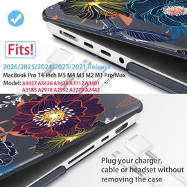 Mektron Case for M5 MacBook Pro 14 inch 2026 Model A3427 A3426 Fit 2025-2021 Model A3434 A3112 M4 A3112 A3401 A3185 M3 A2918 A2992 M2 A2779 M1 A2442 Pro/Max Cover for MacBook Pro 14", Dahlia Flowers