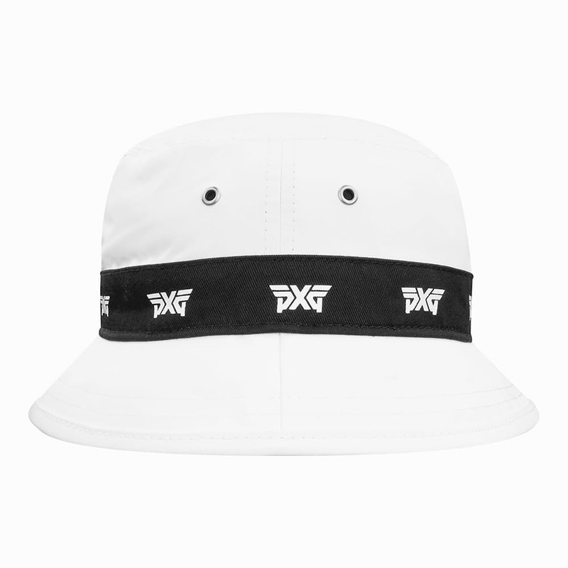 PXG Logo Repeat Bucket Hat, white