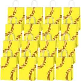 durony 16 Pieces Softball Gift Bag Softball Print Paper Bags Goodie Favor Bags for Softball Party Decorations Supplies