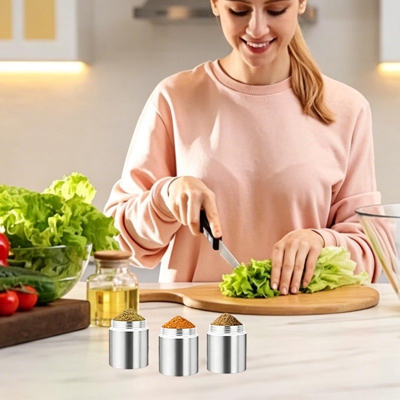 KxrTpx 6 Pcs Set Camping Cooking Set, Portable Spice Jars