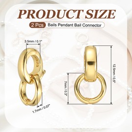 PATIKIL 2 Pcs Bails for Jewelry Making, 12.5mm Pendant Bail Connector Double Bail Clasps for Bracelet Necklace Pendants Dangle Charm DIY Craft, Gold