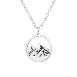 I love silver jewellery - Mountain Scene Cut Out Sterling Silver Mini Necklace
