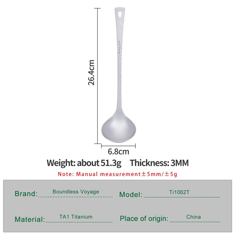 iBasingo Long Handle Titanium Ladle Serving Spoon Metal Soup Spoon
