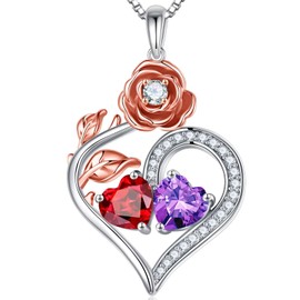 Iefil Anniversary Wife Gifts - Gifts for Her, Jewelry for Women, Garnet Amethyst Necklace, January & February Birthstone Necklace