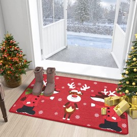 CAROMIO Christmas Doormat Decoration Front Back Doormat Non-Slip Xmas Welcome Doormat Absorbent Indoor Outdoor Entry Doormats Low-Profile Floor Mats, 17" x 29"