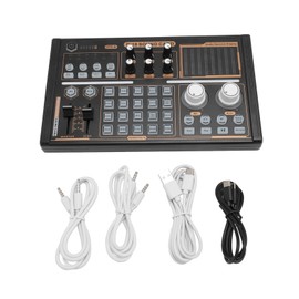Sound Mixer Multi Sound Effects Noise Reduction Colorful Lights DJ18 Bluetooth Live Sound Card for 48V Condenser Microphone