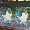 Starfish Blue Coral Stemless Hand Painted Wine Glasses Set of