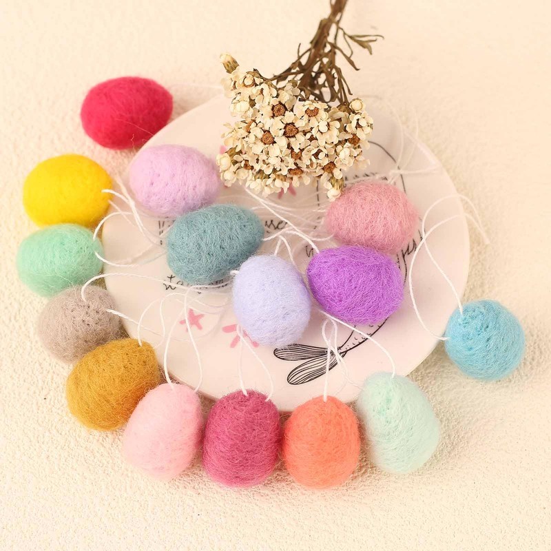 HERZONE Felt Easter Egg Pendant, Easter Decoration Easter Eggs for