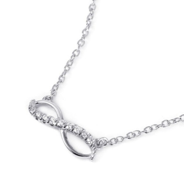 CloseoutWarehouse Clear Cubic Zirconia Iced Infinity Symbol Necklace Rhodium Plated