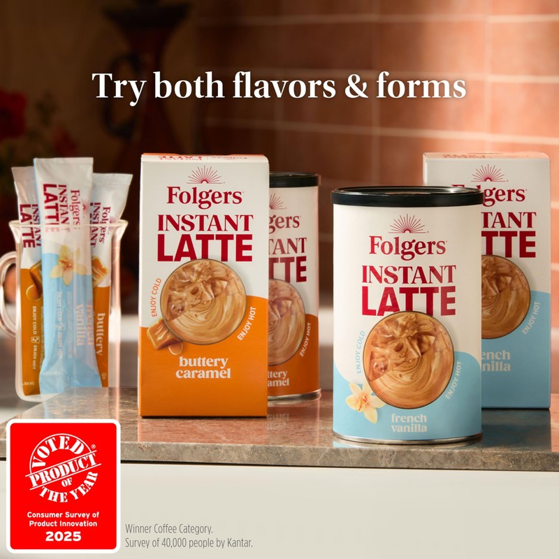 Folgers French Vanilla Flavored Instant Latte, 16 Ounce