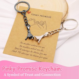 AmoraKiva Gifts for Boyfriend - 2PC Pinkie Promise Matching Couples Keychain Gift for Boyfriend Girlfriend Long Distance Friend Gifts for Him Her (Black&Sliver)