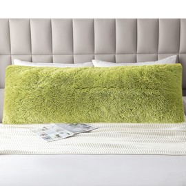 ROLJZTY Body Pillow Cover,21x54 Plush Faux Fur Pillow Case with Zipper,Fluffy Shaggy Sherpa Long Pillowcase for Women Pregnant Side Sleeper Bedding Pillow Cover-Grass Green