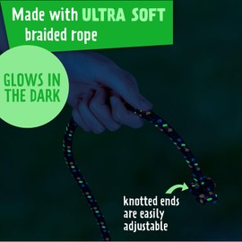 Just Jump It 8 Foot Glow in the Dark Jump Rope for Kids, Active Outdoor Youth Fitness Exercise Equipment, Braided Nylon Gym Accessories, Black