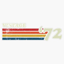 Vintage '72 Retro Stripes Bumper Sticker Window Vinyl Decal 5"