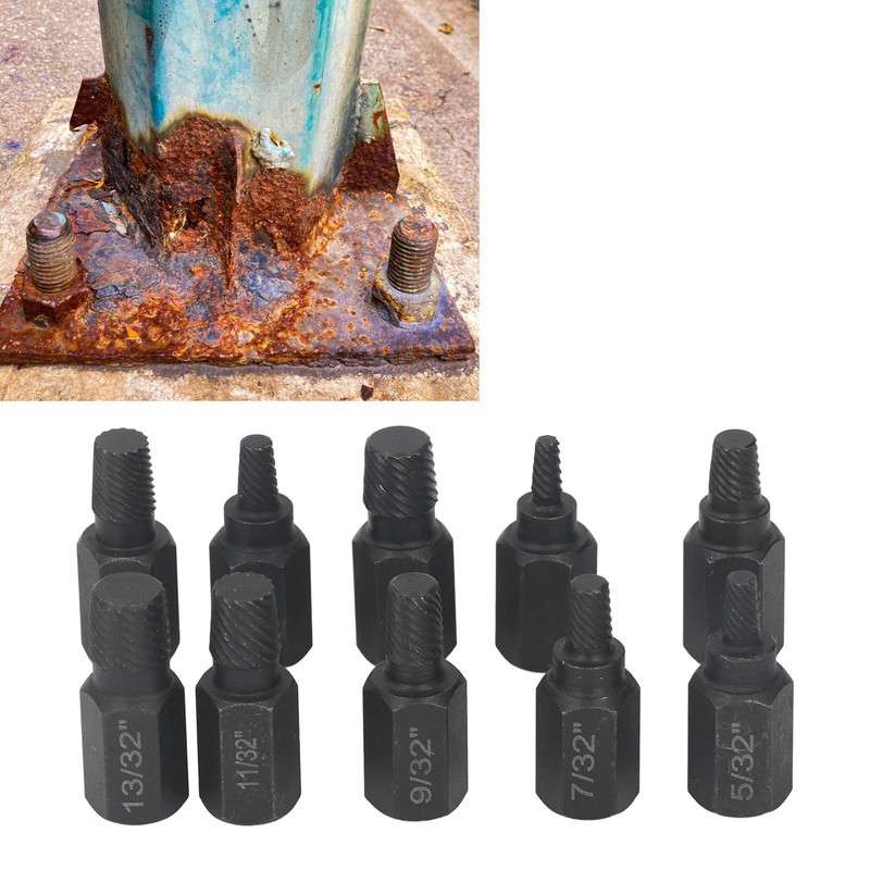 10Pcs Broken Screw Extractor Set 1/4 7/32 3/16 5/32 1/8