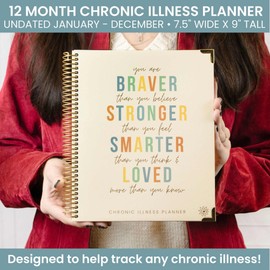 bloom daily planners Undated Chronic Illness Medical Planner & Journal - 12 Month Pain & Symptom Tracker, Mood & Medication Log, Appointment Organizer (7” x 9”)- You Are Stronger Than You Think