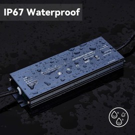 LED Driver 300W 12V UL Listed Transformer, Waterproof IP67 Power Supply, 100-130V AC to 12V DC Low Voltage Adapter for Outdoor Use