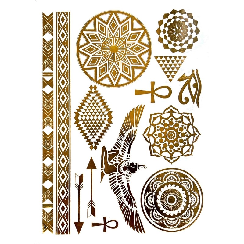 2 Sheets Egyptian Tattoo Bracelets Tattoos Gold Tattoos Metallic Tattoo