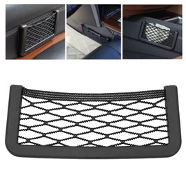 Qiilu Bolsillo de Red para Automóvil, Organizador Universal de Almacenamiento de Malla para Automóvil, Teléfono Móvil, Artículos Pequeños, Soporte para Gadgets, Organizador de Red para Automóvil(L)