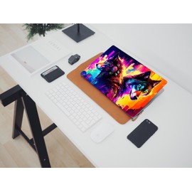 Pixel Pear Laptop Skin with Wolf 2 Computerized Paint Texture Pattern Design - Universal Vinyl Sticker Decal, Fits 13.3 14" 15" 15.4" 15.6" Laptops, Dustproof, Waterproof, Reusable Cover