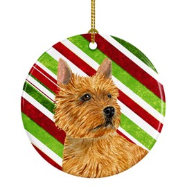 Caroline's Treasures SS4568-CO1 Norwich Terrier Candy Cane Holiday Christmas Ceramic Ornament, 3 in, Multicolor