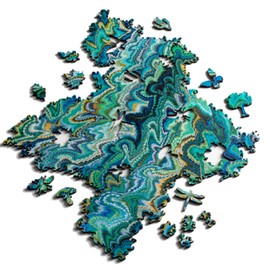 Marbling Infinity Puzzle - 363 Pieces - No Fixed Shape - Endlessly Reconfigurable - 12 x 10.5 in - Large - Blue Green
