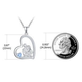 TANGPOET 925 Sterling Silver Couple Necklace | Love Heart Pendant Anniversary Jewellery Gifts for Women with S925 18 Inch + 2 Inch Chain, Sterling Silver, Cubic Zirconia