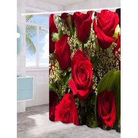 SPXUBZ Shower Curtain A Bunch Of Red Rose Flowers Washable Waterproof Polyester Fabric Curtains Set with 12 Hooks for Bathroom 72 x 72 Inch