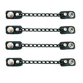 Funk Plus Motorcycle Vest Extenders Single Black Chain Regular Snap MC Jacket Made in USA (4", Plain SNAP)