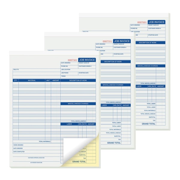 suituts 150 Sets Job Invoice Forms, 2 Part Carbonless, 8.5X11