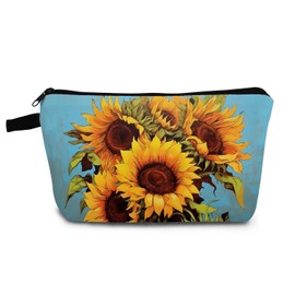 YULUENZE Sunflower Makeup Bag Cute Small Organizer Bag with Zipper Sunflower Cosmetic Bag Aesthetic Birthday Present for Women Sisters Friends -3