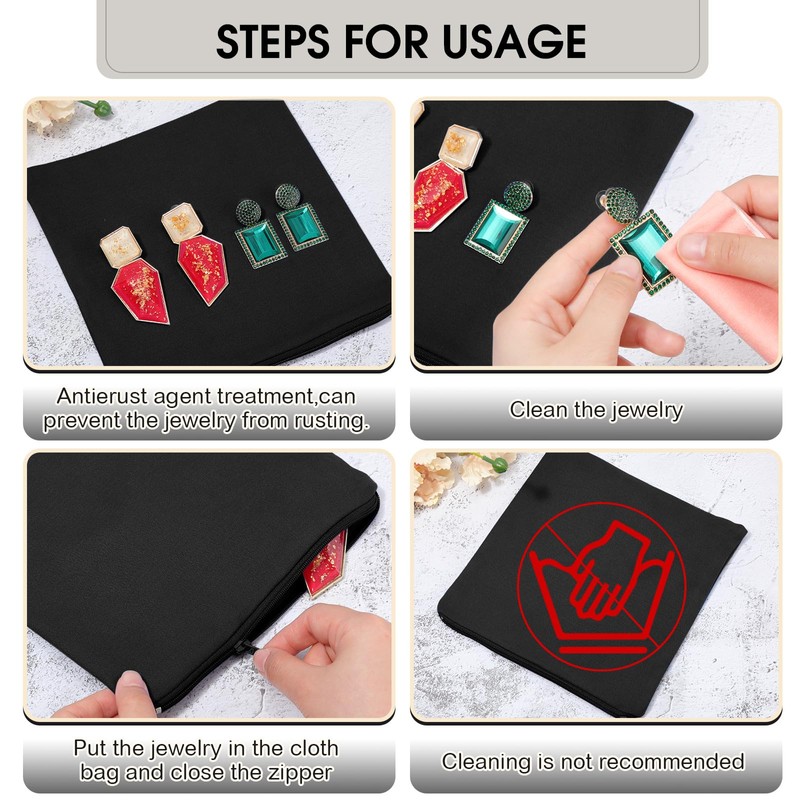 Sanwuta 8 Pcs Zippered Silver Storage Bags Anti Tarnish Bags