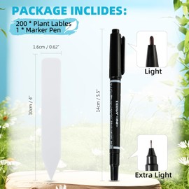 Plant Labels 4 Inch 200Pcs Plastic Plant Name Tags for Seedlings Garden Labels Markers Nursery Plant Tags Seed Labels Stakes with Permanet Marking Pen Plant Markers for Outdoor Garden (White200)