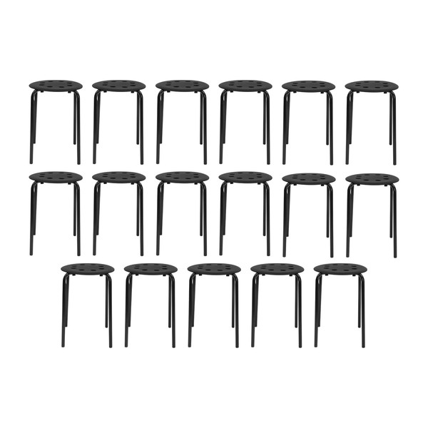 SHOUMANUAL 17 Pack Stacking Stools, Plastic Stackable Stools with Metal