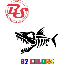 noBS graphics 6" Fish On Skeleton Hook Fishing Vinyl Decal Lake River Ocean Salt Water noBS - 6", Fish Predator
