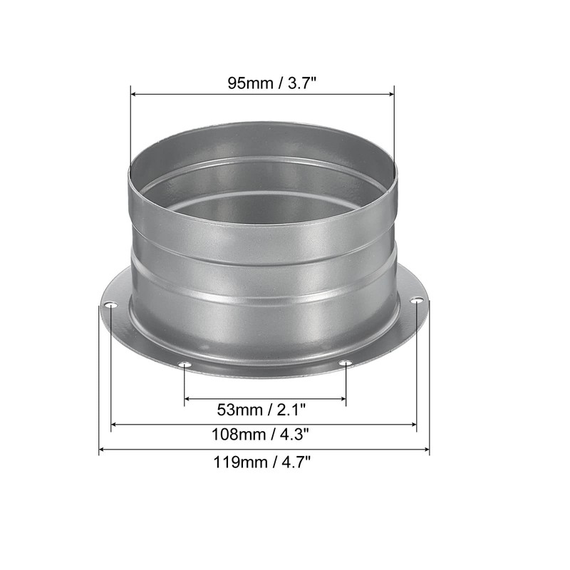 PATIKIL 4 Inch Duct Connector Flange, 2 Pack Metal Straight