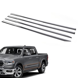 PIT66 Side Molding Trim, Compatible with 19-21 Dodge RAM 1500 Crew Cab Body Side Molding Trim Chrome