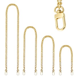 Pack of 4 Metal Chain Straps, Chain Carrying Strap, Replacement Shoulder Strap, Accessory Replacement for Shoulder Bags, Purses, Handbags (Golden, 40 cm, 60 cm, 80 cm, 120 cm)
