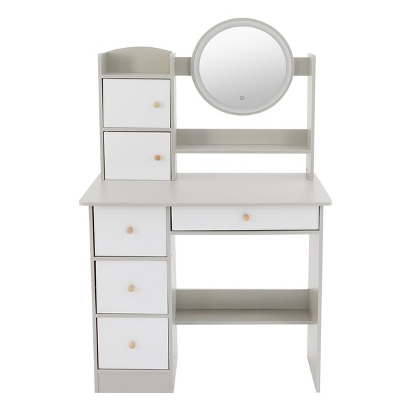 HinLIaDa Makeup Vanity Desk with Mirror and Lights, Vanity Desk