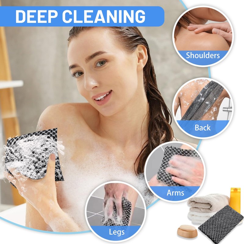 1 Pcs Exfoliating Towel, Exfoliating Shower Towel Long Exfoliating Cloth