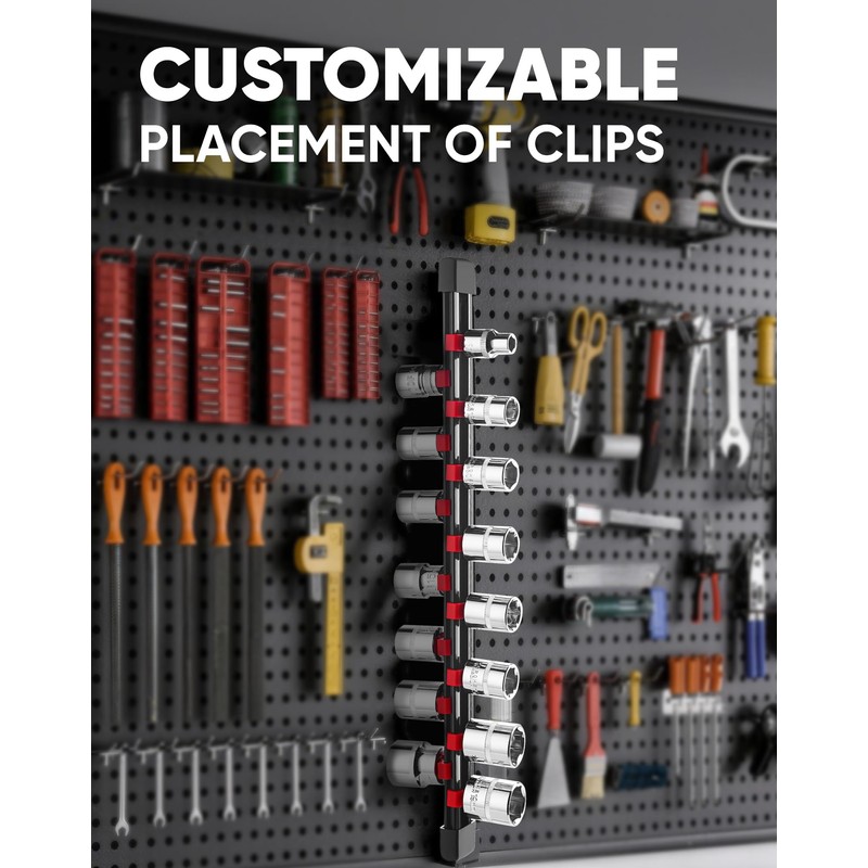 ALOANES 3PC ABS Socket Organizer, Socket Rails Fit 3/8 inch