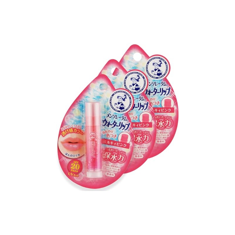 Mentholatum Water Lip, Milky Pink, 0.2 oz (4.5 g) x