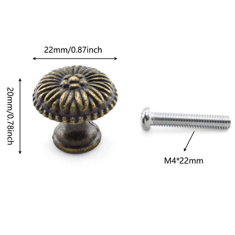 Antique Jewelry Box Pull Handle, OZXNO 4-Pack Retro Bronze Round