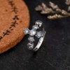 Dishowme Crystal Cross Ring Punk Rhinestone Cross Knuckle Ring Christian