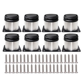 TheStriven Pack of 8 Worktop Bar TV Desk Table Legs Furniture Foot Height Adjustable Round Tubular Steel Feet Cabinet Feet Bookshelf Feet TV Cabinet Feet Couch Feet with Screws 50 x 50 mm
