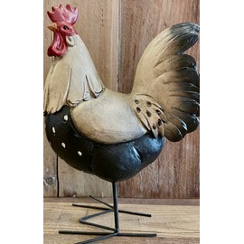 Rooster Farmhouse Style Decor Standing Figurine, 12 x 9 inches, Black/White
