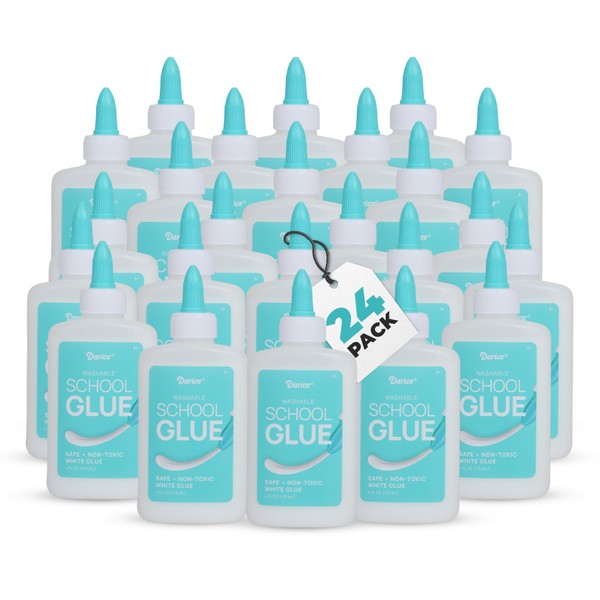 Darice Washable School Glue 4oz - 24-Pack White Glue for