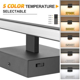 NIORSUN 15.7 inch Black Bathroom Vanity Light,12W 5CCT Dimmable LED Bathroom Lighting Fixtures Over Mirror, Modern Vanity Lights for Bathrooms Restroom Mirror- ETL Certified