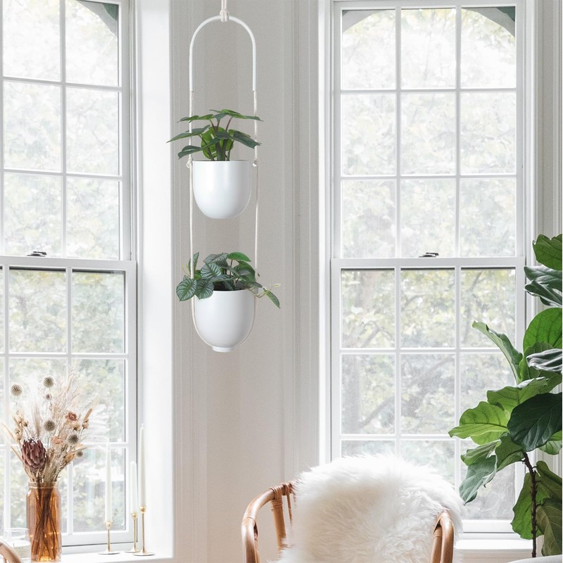ABETREE Hanging Planters 2 Tiers Metal Plant Hangers for Indoor